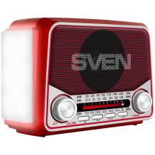 Garsiakalbis SVEN SRP-150, raudonas (3W, Bluetooth, FM / AM / SW, USB, microSD, žibintuvėlis, baterija)
