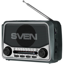 Garsiakalbis SVEN SRP-150, pilkas (3W, Bluetooth, FM / AM / SW, USB, microSD, žibintuvėlis, baterija)