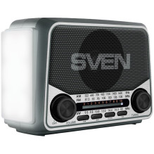 Garsiakalbis SVEN SRP-150, pilkas (3W, Bluetooth, FM / AM / SW, USB, microSD, žibintuvėlis, baterija) Garsiakalbis SVEN SRP-150, pilkas (3W, Bluetooth, FM / AM / SW, USB, microSD, žibintuvėlis, baterija)
