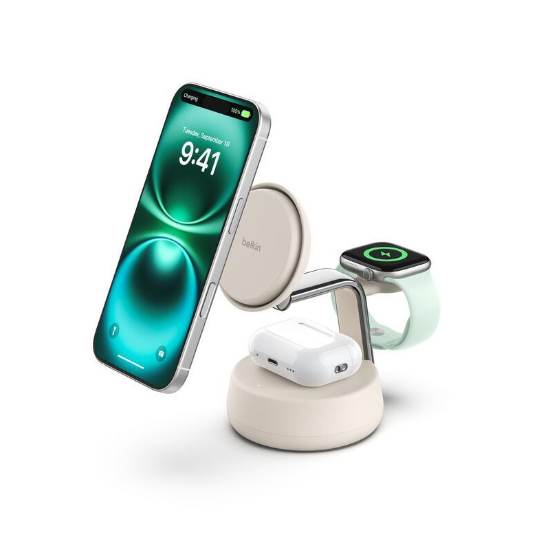 Belkin UltraCharge Pro 25w Qi2 3in1 Magnetic Charger Sand