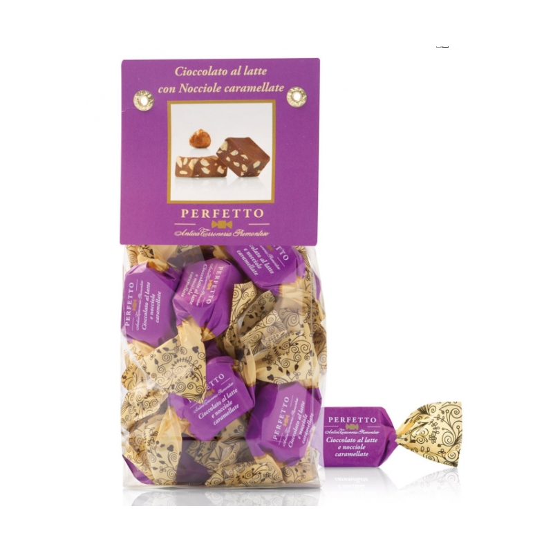 Šokoladiniai saldainiai PERFETTO AL LATTE E NOCCIOLE CARAMELLATE 150g