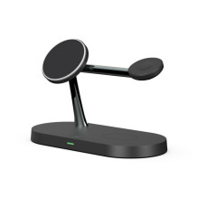 „Tech-Protect A12 3in1 MagSafe“ indukcinis įkroviklis išmaniesiems telefonams / ausinėms / išmaniajam laikrodžiui – juod