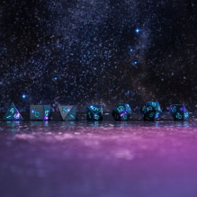 Žaidimų Kauliukų Rinkinys - Q-WORKSHOP Pilno Meno Kauliukai™ Žvaigždžių Dulkės 7 Kauliukų Rinkinys