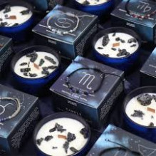 Kvepianti Žvakė ir Apyrankė - Ancient Wisdom Zodiac Crystal Sagittarius Amethyst Sodalite Black Obsidian