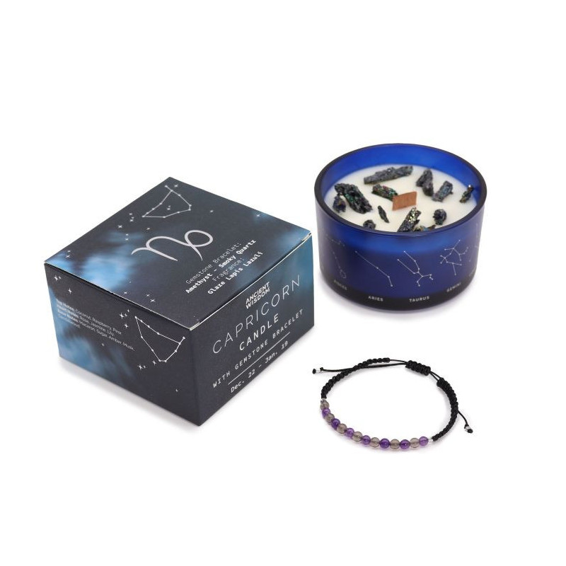 Namų Dekoras - Senovės Išmintis Zodiako Kristalinė Žvakė su Ametisto Apyranke Ožiaragis