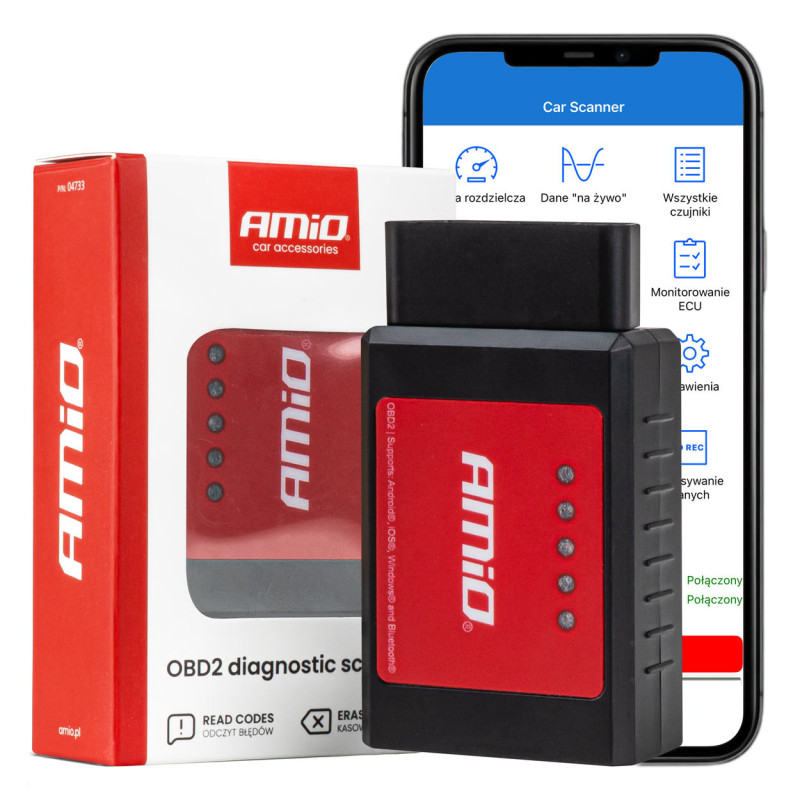 Scanner tester diagnostic interface ELM327 OBD2 BT XL AMIO-04733
