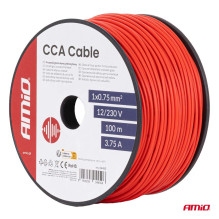 Single-core red cable CCA 1x0.75mm2 100m 3.75A 12 / 230V AMIO-04450