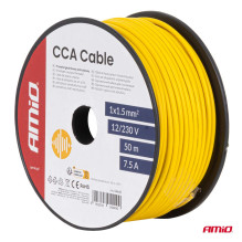 Single-core cable yellow CCA 1x1.5mm2 50m 7.5A 12 / 230V AMIO-04449