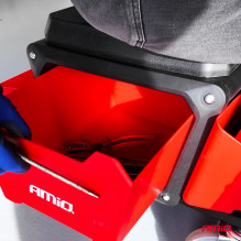 Workshop chair on wheels with tool storage 150kg AMIO-04268