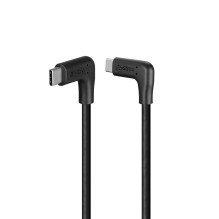 USB Laidas - LINDY USB 3.2 Type C Laidas, M / M, 10Gbps, 60W PD, 90° Kampas, 0.5 m, Juodas