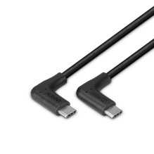 USB Laidas - LINDY USB 3.2 Type C Laidas, M / M, 10Gbps, 60W PD, 90° Kampas, 0.5 m, Juodas