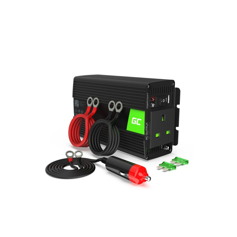 Automobilinis keitiklis nuo 24 V iki 230 V, 500 W / 1000 W, gryna sinusoidė, JK kištukas