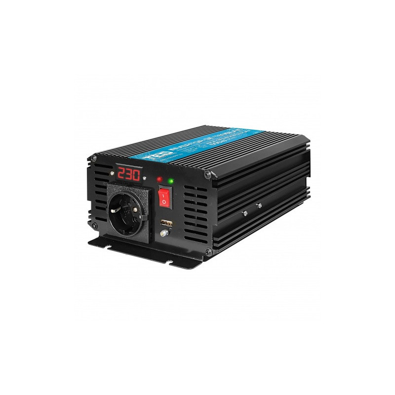 500 / 1000W Pure Sine Wave Power Inverter, 12V to 230V, 230V + USB, Digital Display