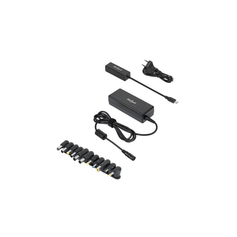 Universalus kompiuterių įkroviklio adapteris 90 W, 15–20 V, 12 kištukų, + maitinimo laidas