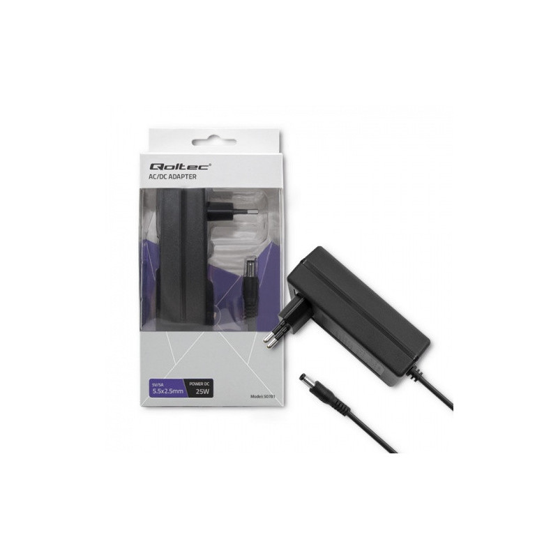 Qoltec universal 5V power supply 25W / / 5A, Plug 5.5×2.5mm