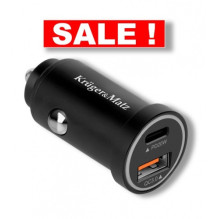 12–24 V automobilinis USB greitasis įkroviklis su „Quick Charge 3.0“, 3 A, 38 W, 2 prievadai: USB-C + USB-A