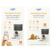 Intelligent feeder for dogs and cats PNI MyPet PT036 with built-in 3MP camera, 6 liter food tank capacity, Tuya Smart co Intelligent feeder for dogs and cats PNI MyPet PT036 with built-in 3MP camera, 6 liter food tank capacity, Tuya Smart co