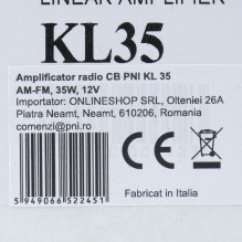 PNI radijo stiprintuvas KL 35 28–29,7 MHz, AM-FM, 35 W, 12 V