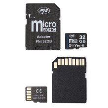 2 „MicroSD“ atminties kortelių PNI 32 GB, 10 klasės, 80 Mb/s, V30, pakuotėje su SD adapteriais 2 „MicroSD“ atminties kortelių PNI 32 GB, 10 klasės, 80 Mb/s, V30, pakuotėje su SD adapteriais