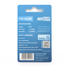 PNI 64GB MicroSD memory card with SD adapter Class 10, 80 Mb / s, V30 PNI 64GB MicroSD memory card with SD adapter Class 10, 80 Mb / s, V30