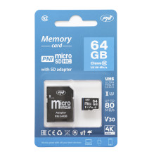PNI 64 GB „MicroSD“ atminties kortelė su SD adapteriu, 10 klasė, 80 Mb/s, V30 PNI 64 GB „MicroSD“ atminties kortelė su SD adapteriu, 10 klasė, 80 Mb/s, V30