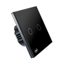 PNI SH222 glass double touch switch, black with LED indicator PNI SH222 glass double touch switch, black with LED indicator