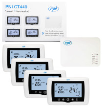 Smart thermostat PNI CT440 wireless, with WiFi, control 4 zones via the Internet, for heating plants, pumps, solenoid va