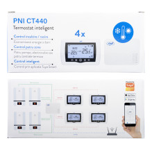 Smart thermostat PNI CT440 wireless, with WiFi, control 4 zones via the Internet, for heating plants, pumps, solenoid va
