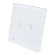 Double switch with touch and dimmer PNI SafeHome DIM202, 2X700W, Live Wire, without zero, glass Double switch with touch and dimmer PNI SafeHome DIM202, 2X700W, Live Wire, without zero, glass