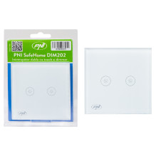 Double switch with touch and dimmer PNI SafeHome DIM202, 2X700W, Live Wire, without zero, glass Double switch with touch and dimmer PNI SafeHome DIM202, 2X700W, Live Wire, without zero, glass