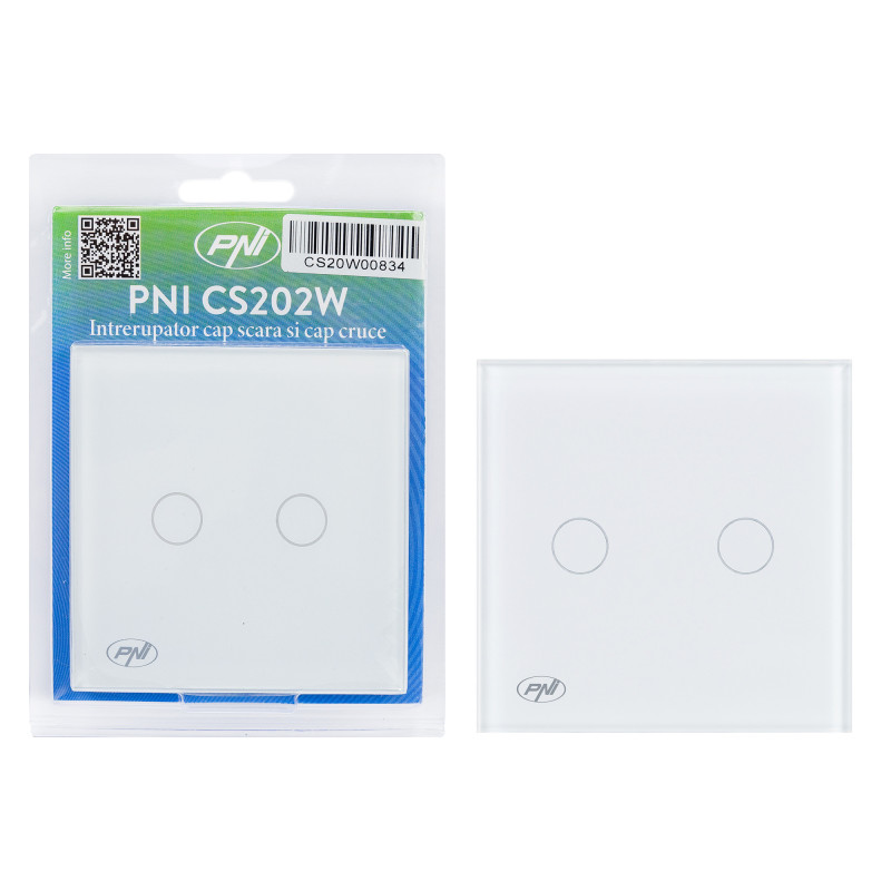 Ladder head switch and double cross head switch with PNI CS202W glass touch, white with LED indicator, 800W / switch