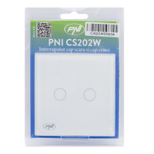 Kopėčių tipo jungiklis ir dvigubas kryžminis jungiklis su PNI CS202W stikliniu jutikliu, baltas su LED indikatoriumi, 80