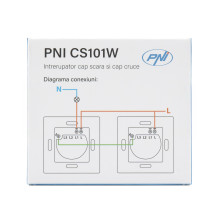 Simple ladder switch and cross switch with touch PNI CS101W made of glass, white with LED indicator, 800W Simple ladder switch and cross switch with touch PNI CS101W made of glass, white with LED indicator, 800W