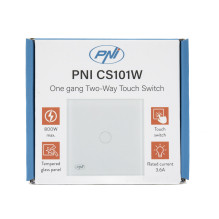 Simple ladder switch and cross switch with touch PNI CS101W made of glass, white with LED indicator, 800W Simple ladder switch and cross switch with touch PNI CS101W made of glass, white with LED indicator, 800W