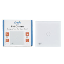 Simple ladder switch and cross switch with touch PNI CS101W made of glass, white with LED indicator, 800W Simple ladder switch and cross switch with touch PNI CS101W made of glass, white with LED indicator, 800W