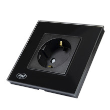 PNI WP101B simple built-in socket with glass frame, black color PNI WP101B simple built-in socket with glass frame, black color