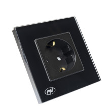 PNI WP101B simple built-in socket with glass frame, black color PNI WP101B simple built-in socket with glass frame, black color