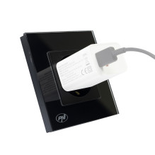 PNI WP101B simple built-in socket with glass frame, black color PNI WP101B simple built-in socket with glass frame, black color