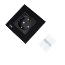 PNI WP101B simple built-in socket with glass frame, black color PNI WP101B simple built-in socket with glass frame, black color