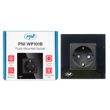 PNI WP101B simple built-in socket with glass frame, black color PNI WP101B simple built-in socket with glass frame, black color