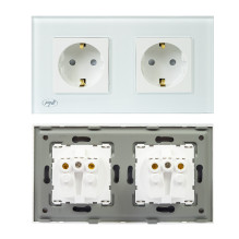 PNI WP202W built-in double socket with white glass frame PNI WP202W built-in double socket with white glass frame
