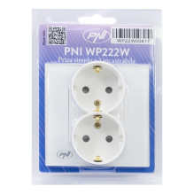 PNI WP222W paprastas x2 įmontuotas lizdas su baltu stiklo rėmeliu PNI WP222W paprastas x2 įmontuotas lizdas su baltu stiklo rėmeliu