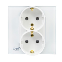 PNI WP222W simple x2 built-in socket with white glass frame PNI WP222W simple x2 built-in socket with white glass frame