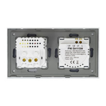 PNI SH115W simple glass switch with touch, combined with Schuko socket and USB plugs
