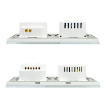 PNI SH115W simple glass switch with touch, combined with Schuko socket and USB plugs