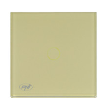 Simple switch with touch PNI SH101G made of glass, Gold with golden LED indicator Simple switch with touch PNI SH101G made of glass, Gold with golden LED indicator