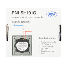 Simple switch with touch PNI SH101G made of glass, Gold with golden LED indicator Simple switch with touch PNI SH101G made of glass, Gold with golden LED indicator