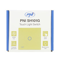 Simple switch with touch PNI SH101G made of glass, Gold with golden LED indicator Simple switch with touch PNI SH101G made of glass, Gold with golden LED indicator