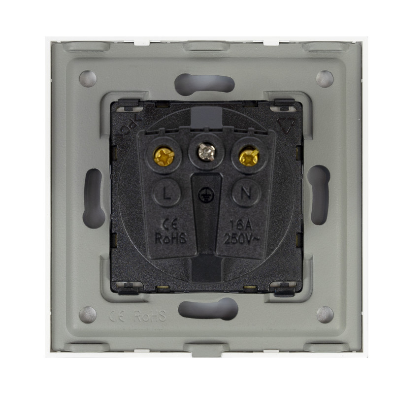 Simple built-in socket PNI WP101G with glass frame, Gold golden color, 16A 3000W