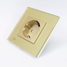 Simple built-in socket PNI WP101G with glass frame, Gold golden color, 16A 3000W Simple built-in socket PNI WP101G with glass frame, Gold golden color, 16A 3000W